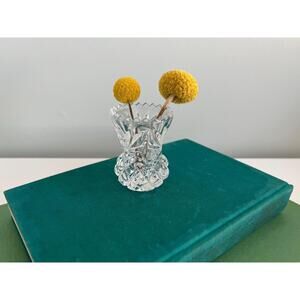 Vintage Clear Glass Toothpick Holder Bar Cart Decor Ornate Match Holder Bud Vase